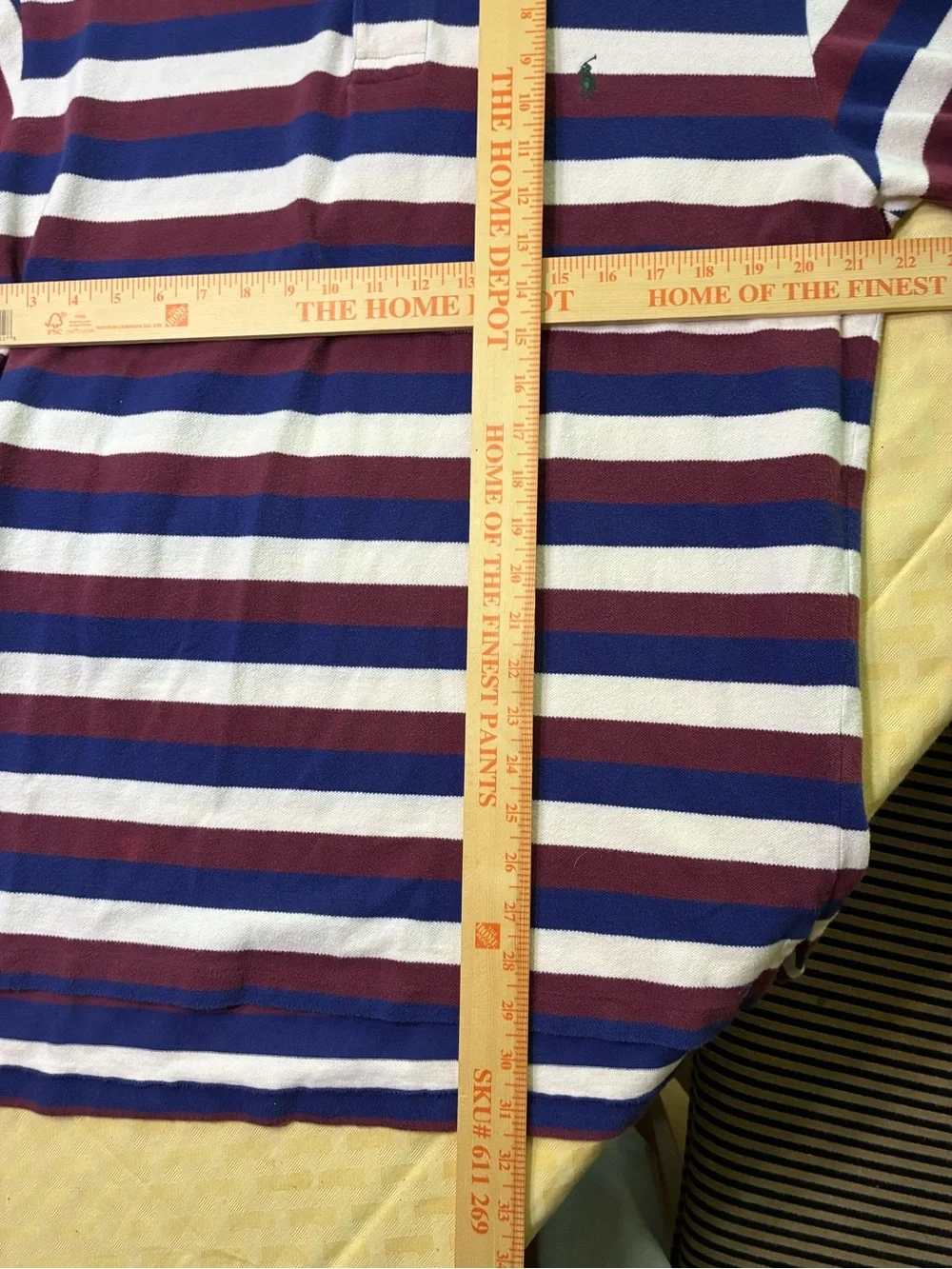 Ralph Lauren Men's Long-Sleeve Striped Polo - Navy, Maroon, Cream Size L